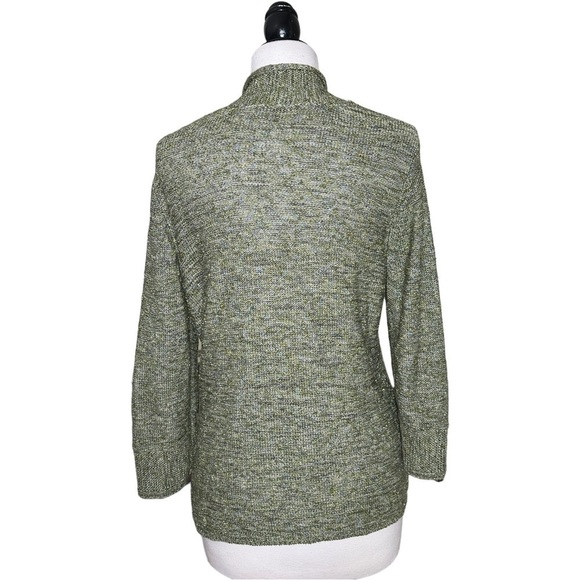 Classiques Entier Atelier Cotton Blend Slight Metallic Green Knit Cardigan M - Picture 3 of 9
